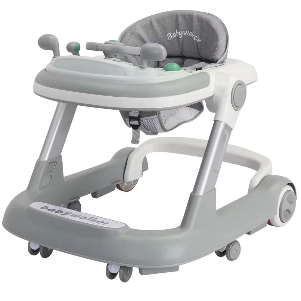2 In 1 Baby Walker Push Walker With Removable Feeding Tray And Music Tray Foldable Design 0