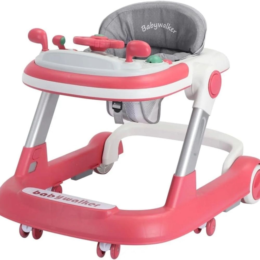2 In 1 Baby Walker Push Walker With Removable Feeding Tray And Music Tray Foldable Design 1
