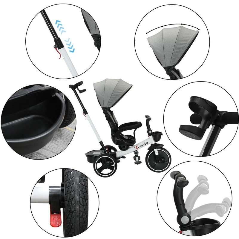 Ubravoo 5 In 1 Baby Stroller Tricycle Adjustable Canopy Convertible Ride On Bike 4