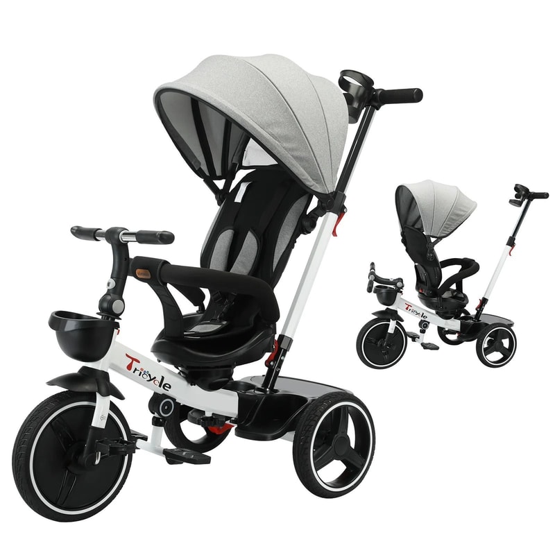 Ubravoo 5 In 1 Baby Stroller Tricycle Adjustable Canopy Convertible Ride On Bike 8