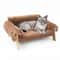 Large Raised Cat Bed Plush Sofa With Wooden Legs Soft Indoor Cat Couch 0