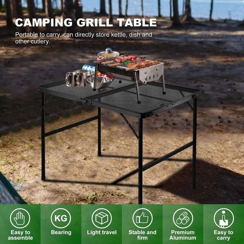 Portable Outdoor Grill Table Lightweight Folding Aluminum Camping BBQ Table 4