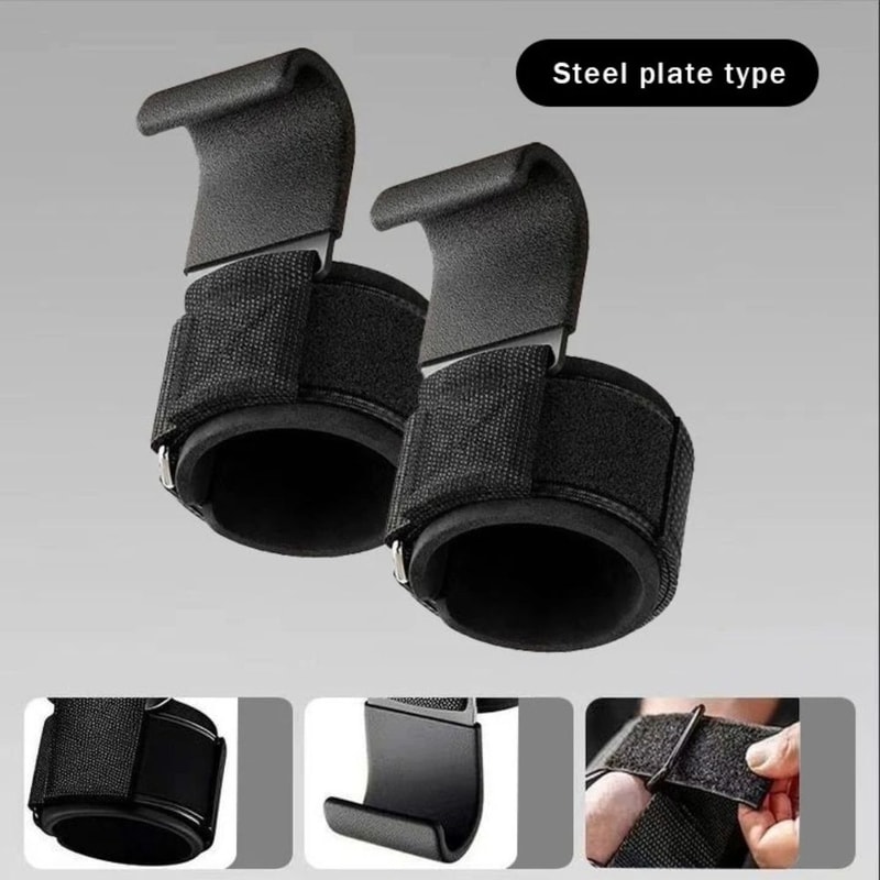 Weight Lifting Hooks With Wrist Wraps Grip Support For Pull Ups And Powerlifting 2