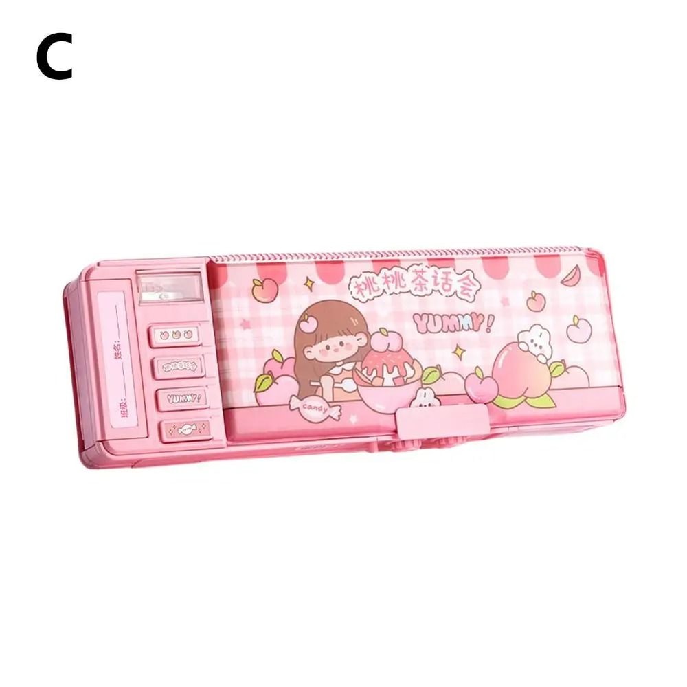 Password Lock Pencil Box Double Layer Stationery Storage Case For Students 3
