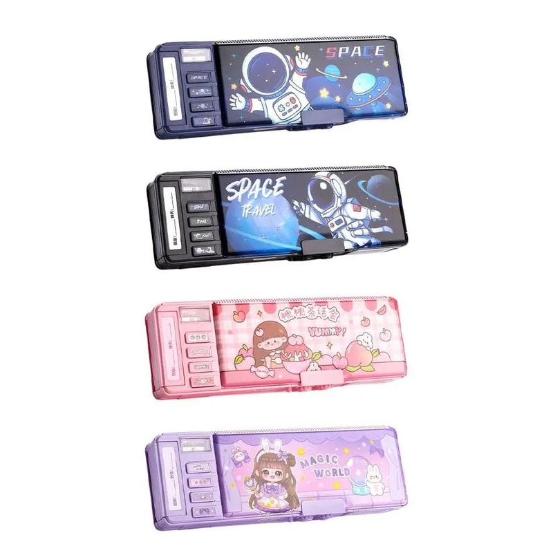 Password Lock Pencil Box Double Layer Stationery Storage Case For Students 0