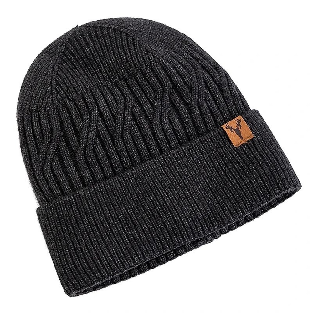 Unisex Plush Lined Winter Beanie Knitted Warm Hat For Outdoor Use 10