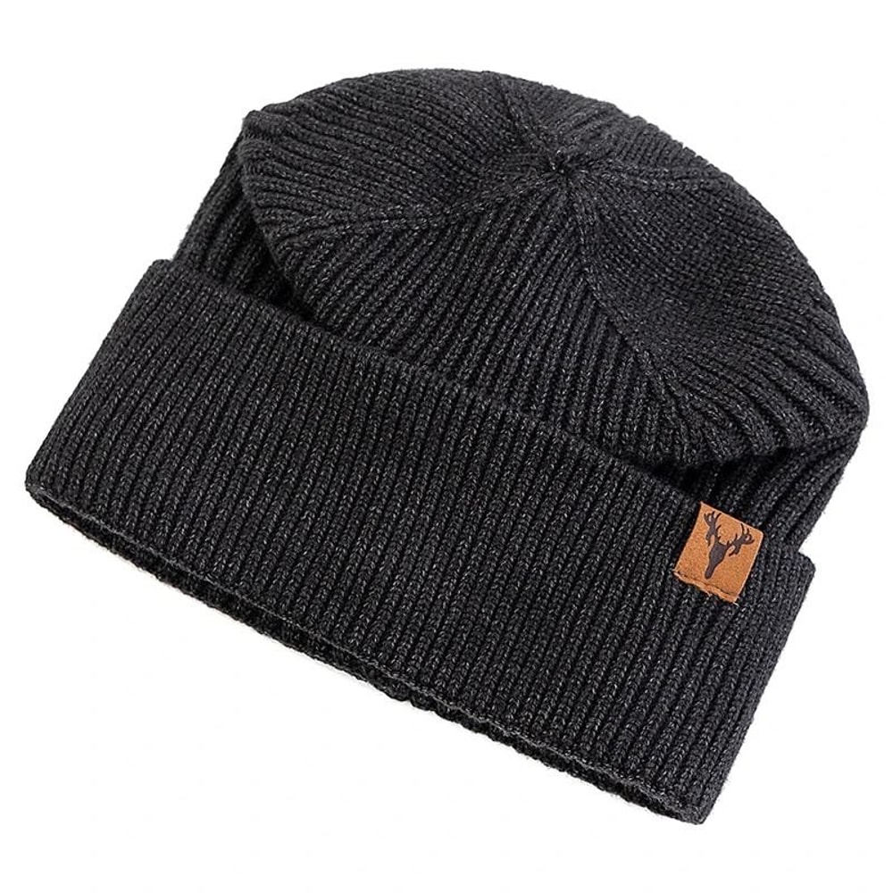 Unisex Plush Lined Winter Beanie Knitted Warm Hat For Outdoor Use 6