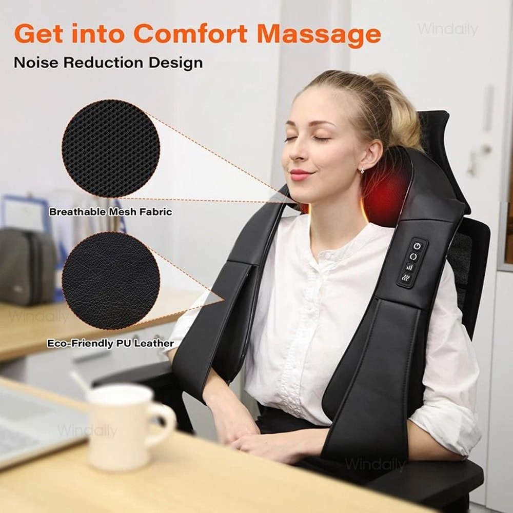 4D Shiatsu Neck And Shoulder Massager Kneading Massage Pillow With Heat 5