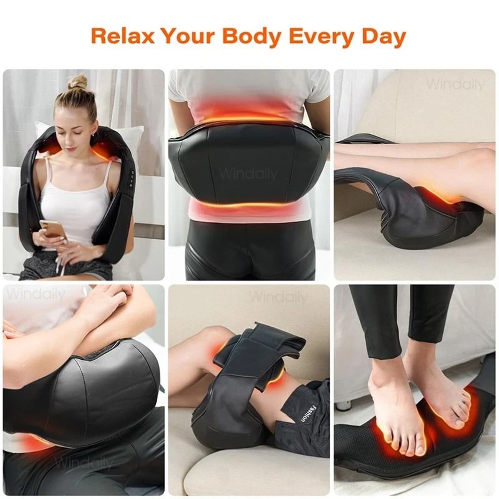 4D Shiatsu Neck And Shoulder Massager Kneading Massage Pillow With Heat 7