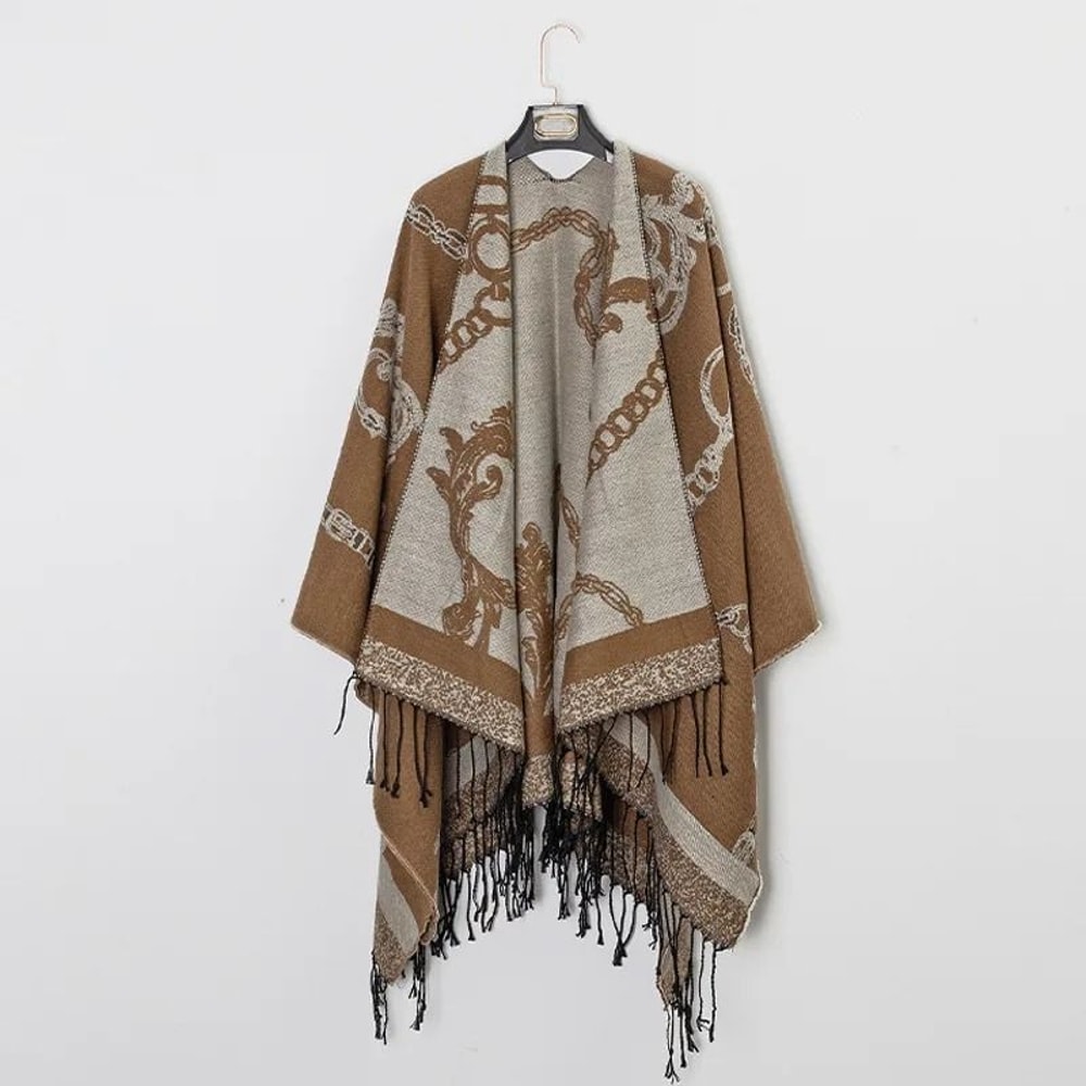 Luxury Jacquard Cashmere Shawl Unisex Winter Poncho Cape 1