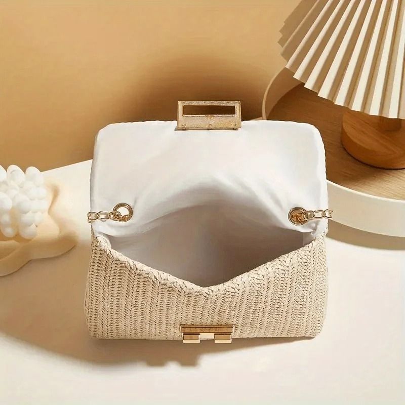 Elegant Woven Straw Shoulder Bag Womens Crossbody Handbag 5