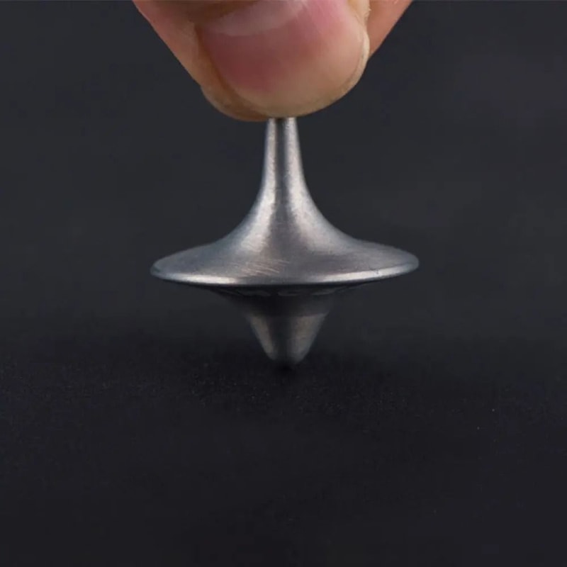 Silver Precision Metal Spinning Top Movie Totem Style Desk Toy 9