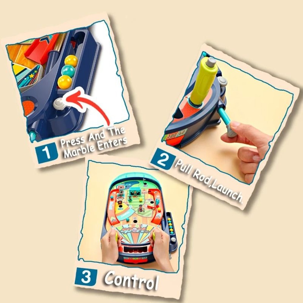 FunFlip Children Pinball Machine Toy Marble Battle Table Game 8