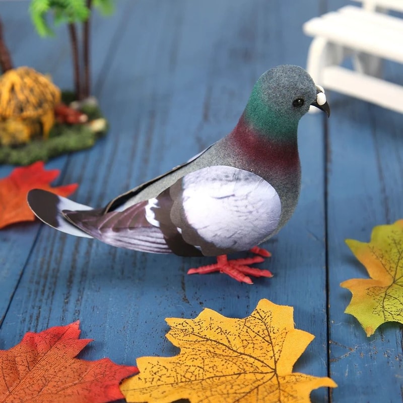 FeatherCharm Miniature Foam Pigeon Figurine Christmas Bird Decor 3