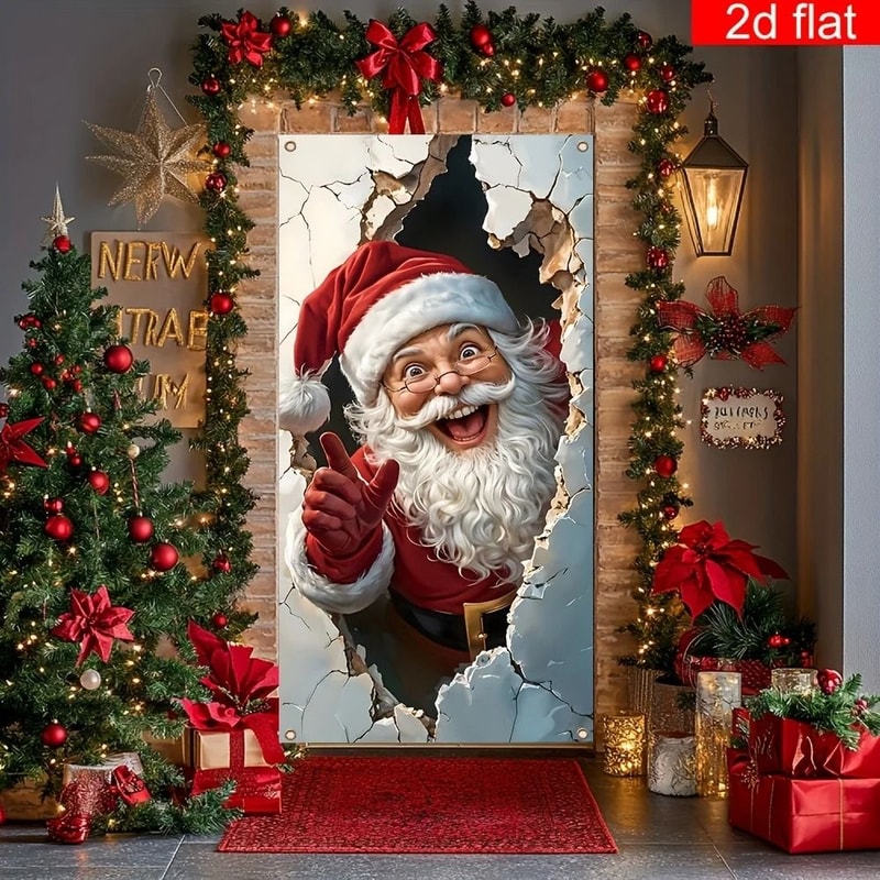 FestiveGlow Santa Door Banner Christmas Holiday Wall Decor 2