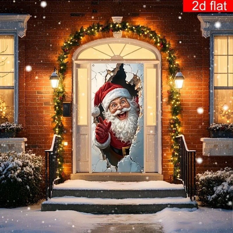 FestiveGlow Santa Door Banner Christmas Holiday Wall Decor 3
