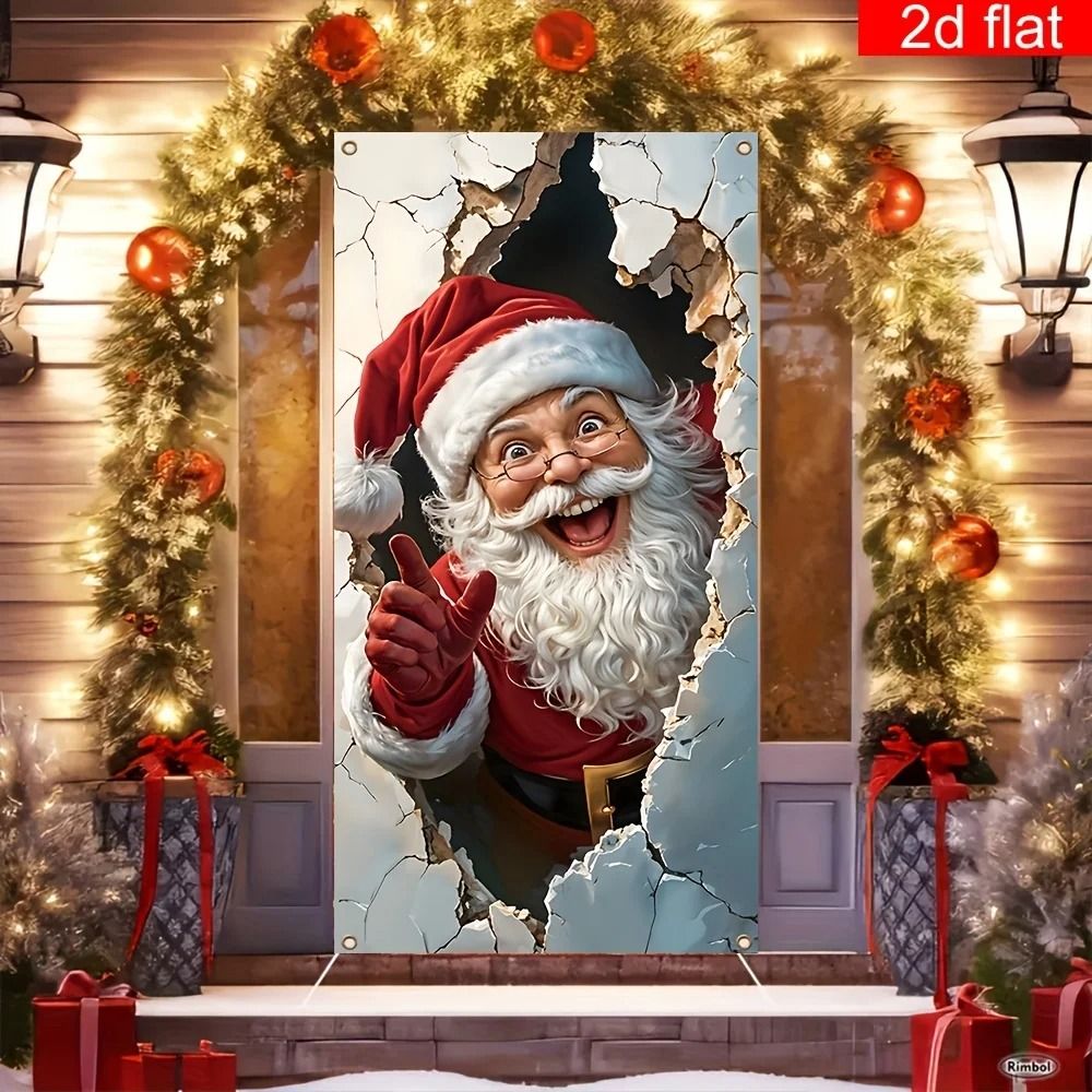 FestiveGlow Santa Door Banner Christmas Holiday Wall Decor 0