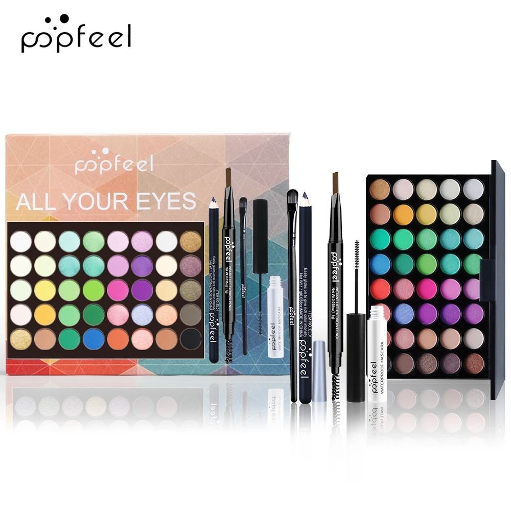POPFEEL Complete Eye Makeup Set With Palette Eyeliner Mascara And Brow Pencil 5