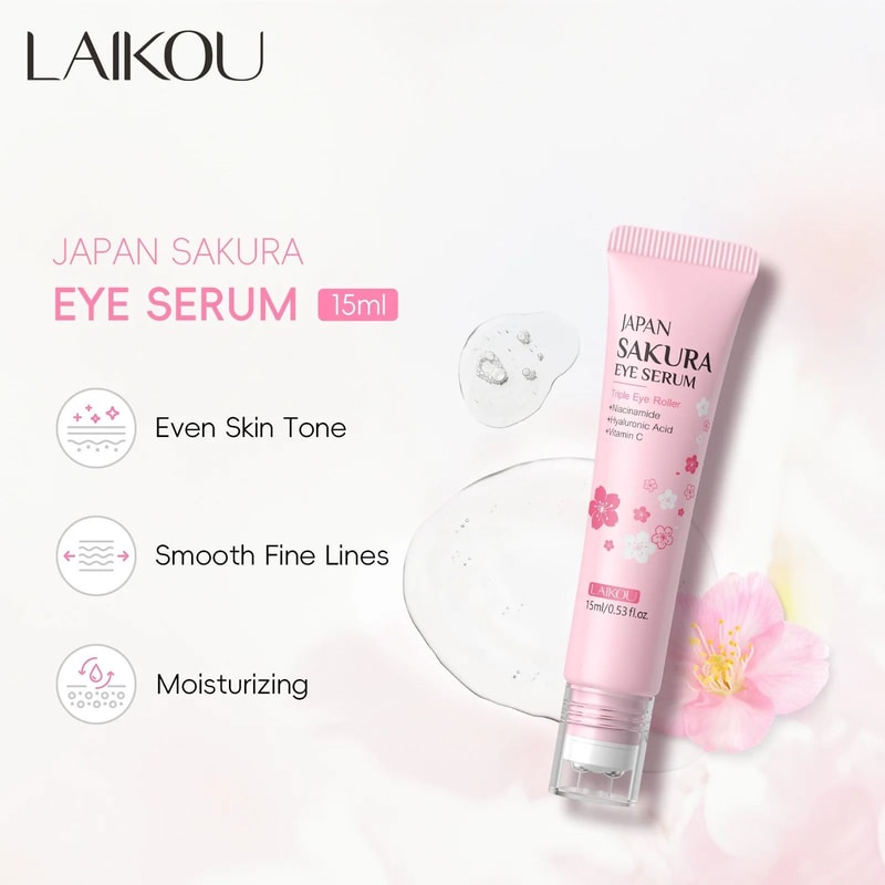 LAIKOU Sakura Hyaluronic Acid Eye Serum Roller For Dark Circles And Puffiness 2