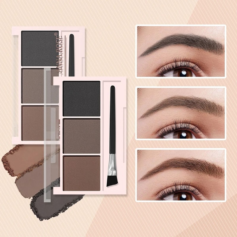 Three Color Eyebrow Powder Palette Waterproof Long Lasting Brow Kit 5
