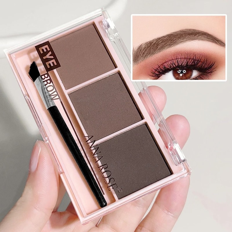 Three Color Eyebrow Powder Palette Waterproof Long Lasting Brow Kit 8