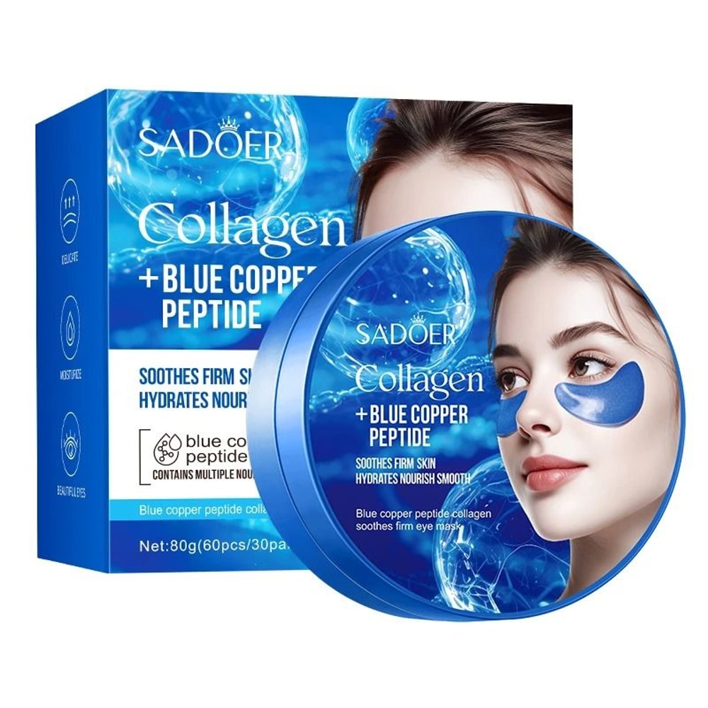SADOER Caffeine Collagen Eye Mask 60pcs For Dark Circles And Wrinkle Care 1