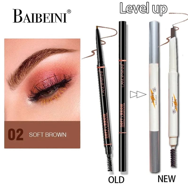 Thin Head Waterproof Double Ended Eyebrow Pencil With Brush 0