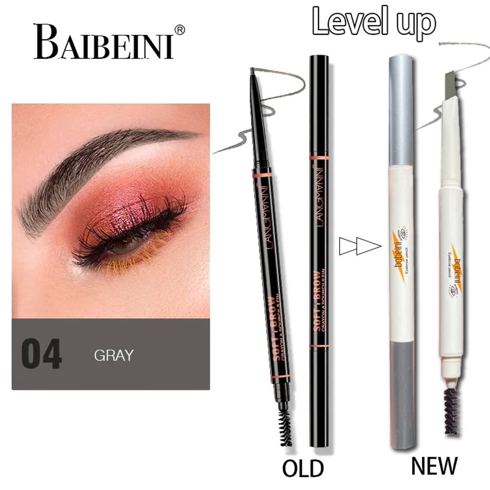 Thin Head Waterproof Double Ended Eyebrow Pencil With Brush 3
