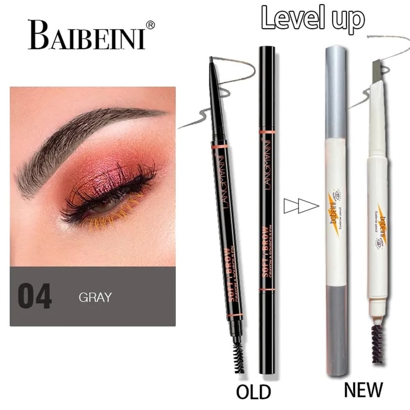 Thin Head Waterproof Double Ended Eyebrow Pencil With Brush 3