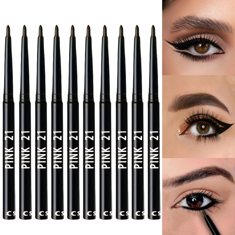 10Pcs Waterproof Long Lasting Black Eyeliner Pencil Set 5