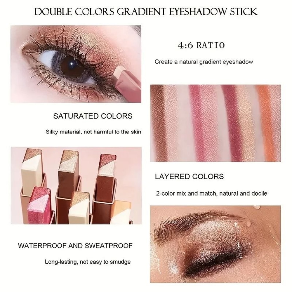 Two Color Gradient Eyeshadow Stick Long Lasting Natural Finish 13