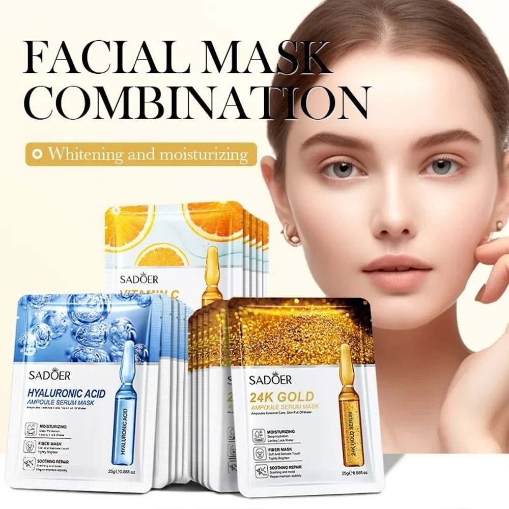 24K Gold Hyaluronic Acid Firming And Moisturizing Face Mask 15pcs 7