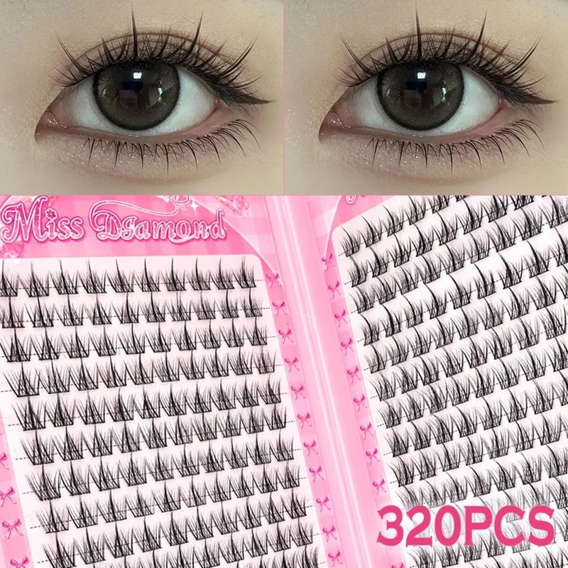 Natural C Curl Cluster False Eyelashes 320 Pieces Lightweight Reusable Lashes 1