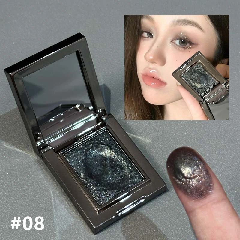 Chameleon Dark Green Eyeshadow Palette Sparkling Pearlescent Finish 8