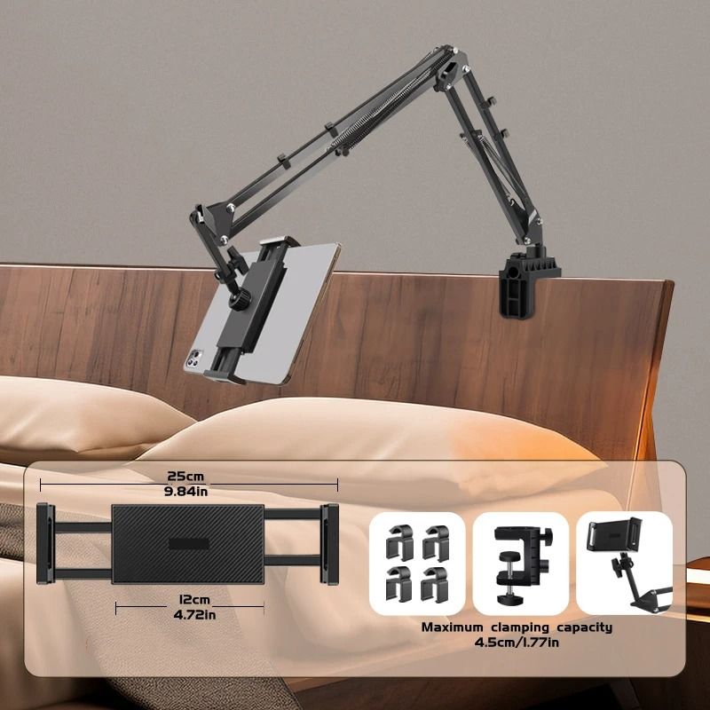 Adjustable Bed Tablet Holder With Rotatable Long Arm Clamp Mount 4