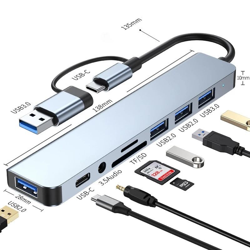 8 In 1 USB C Hub Docking Station With Audio And Card Reader 5