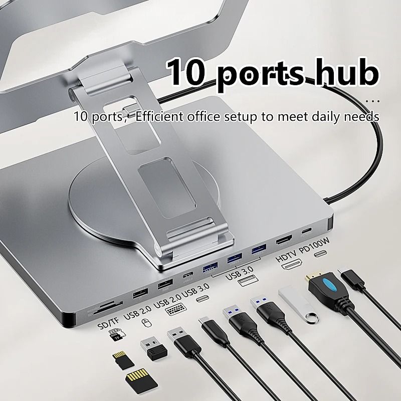 Blueendless 10 In 1 IPad Holder Docking Station With 4K USB C Hub 0