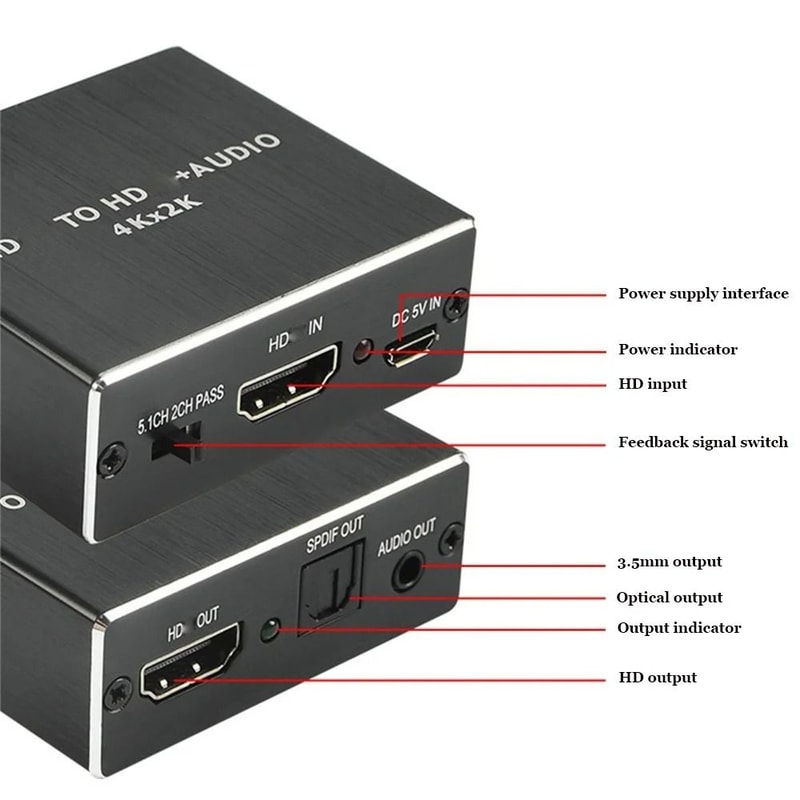 4K HDMI Audio Extractor With 35mm Stereo Output Adapter 3