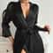Solid Satin Long Sleeve Night Robe With Belt For Women 3