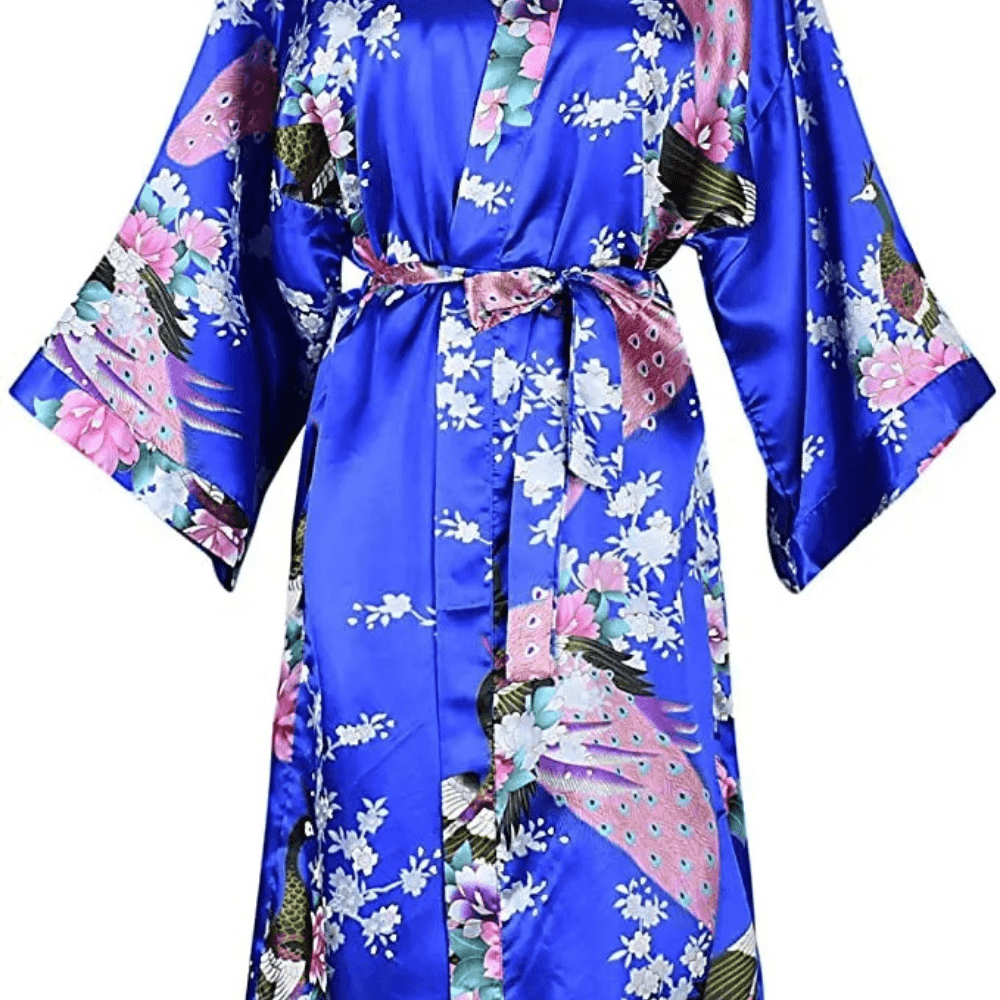 Floral Satin Kimono Robe For Bride And Bridesmaid 0