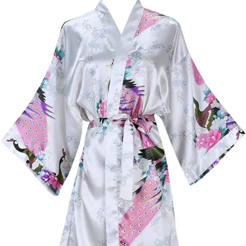 Floral Satin Kimono Robe For Bride And Bridesmaid 2