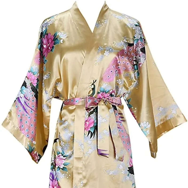 Floral Satin Kimono Robe For Bride And Bridesmaid 4