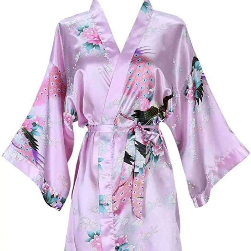 Floral Satin Kimono Robe For Bride And Bridesmaid 5
