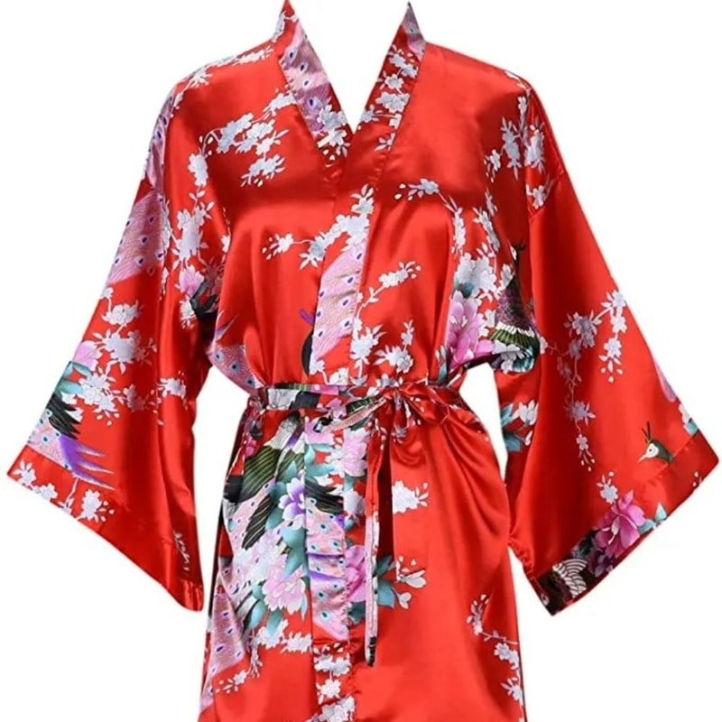 Floral Satin Kimono Robe For Bride And Bridesmaid 7