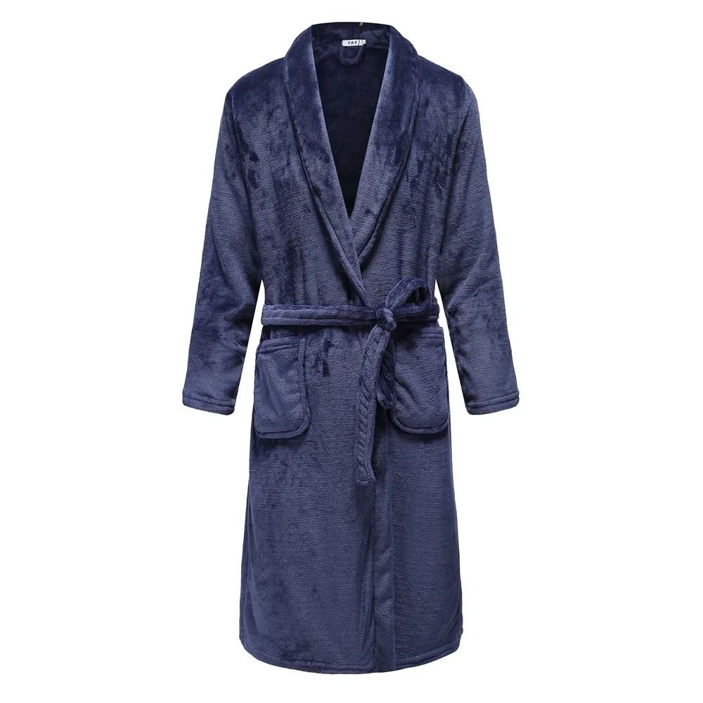 Plus Size Thick Flannel Mens Kimono Bathrobe For Autumn And Winter 6