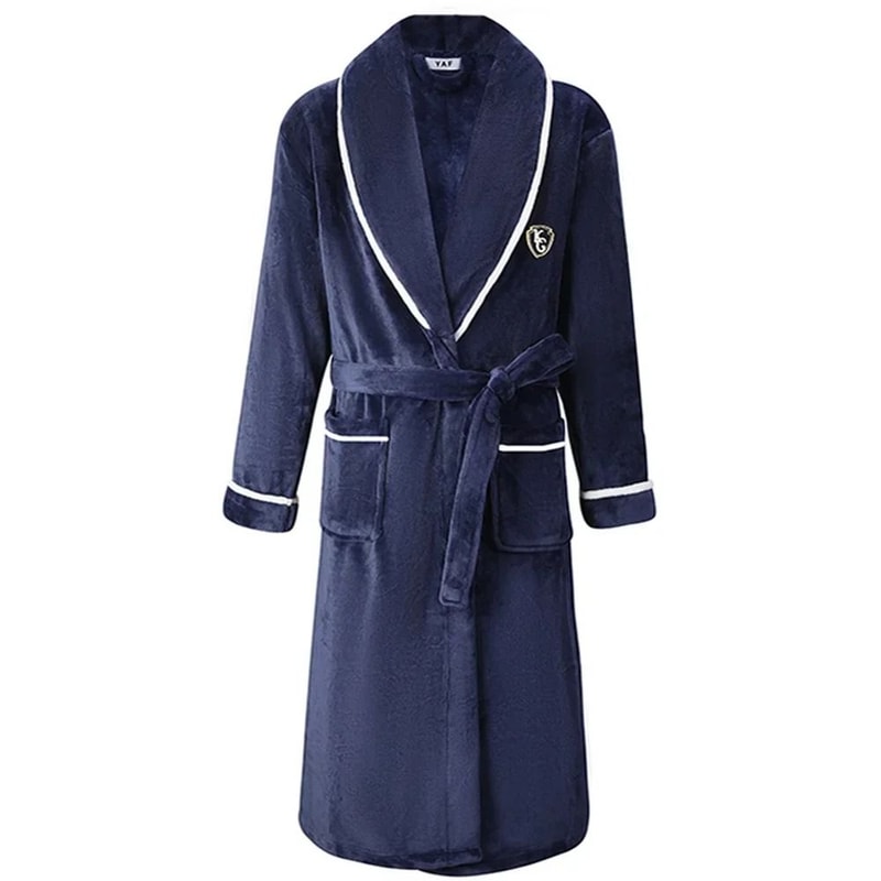 Plus Size Thick Flannel Mens Kimono Bathrobe For Autumn And Winter 4