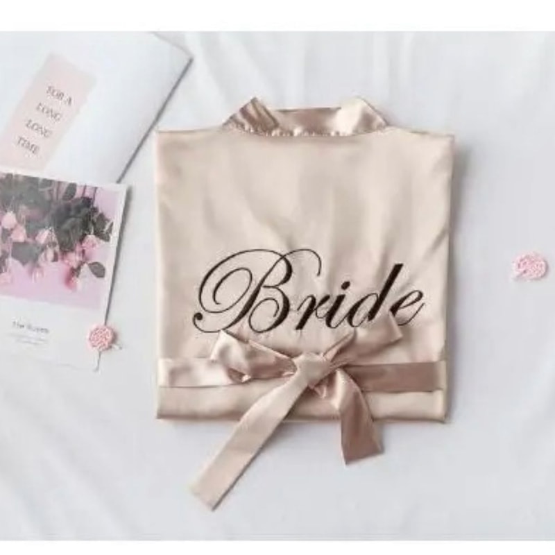 Floral Bride Bridesmaid Short Kimono Robe For Wedding Party 16