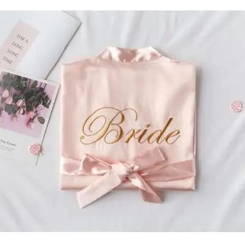 Floral Bride Bridesmaid Short Kimono Robe For Wedding Party 13