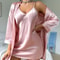Womens Satin Pajama Set With Robe And Skirt Two Piece Sleepwear 3