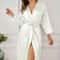 Elegant Womens Satin Robe With Belt Silky Solid Color Loungewear 5